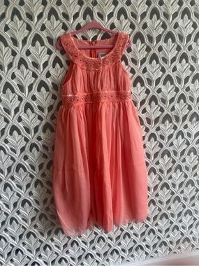 Cotton Kids Coral Embellished Party Dress